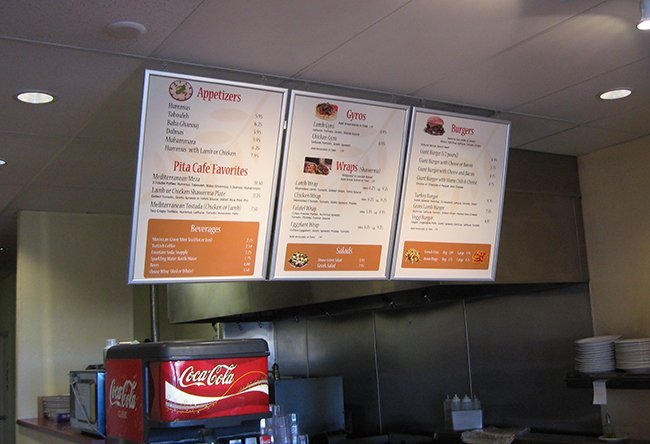 Pita Cafe Menu Displays by Sign Dynamics