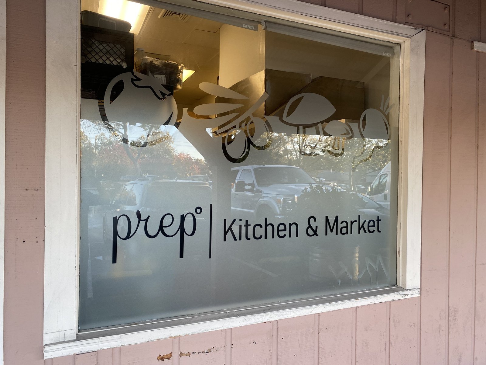Prep Kitchen and Market frosted window graphics